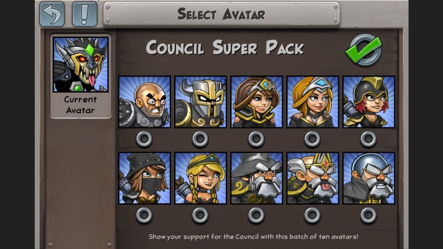 Hero AcademyService oder Abzocke? Weitere Avatarbilder wie hier das Council Super Pack kosten reales Geld, bringen aber spielerisch keine Vorteile.