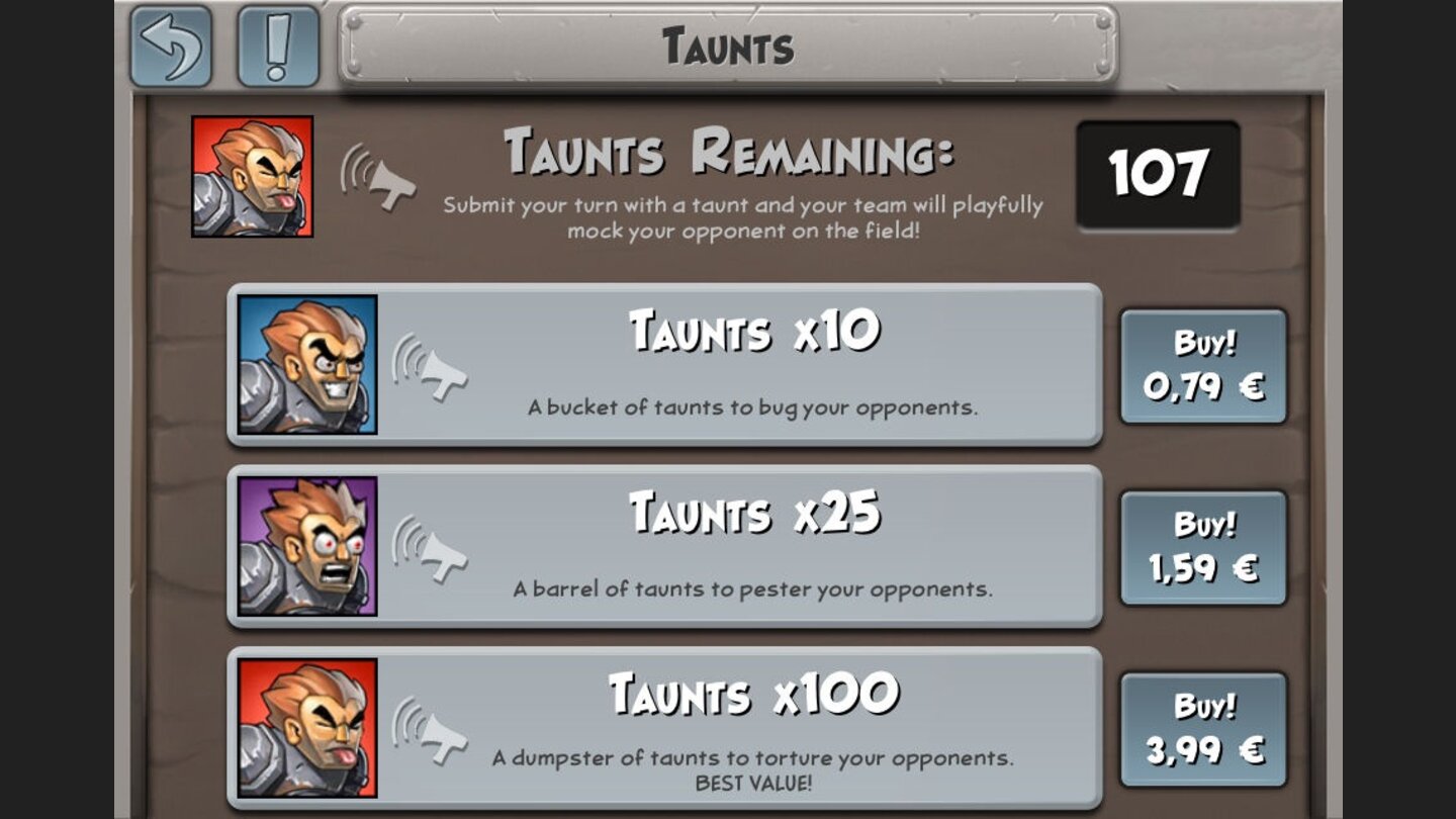 Hero AcademyTeurer Spott: Die Taunts kosten ganz schön viel Geld, sind dafür aber besonders demütigend für den Gegner.
