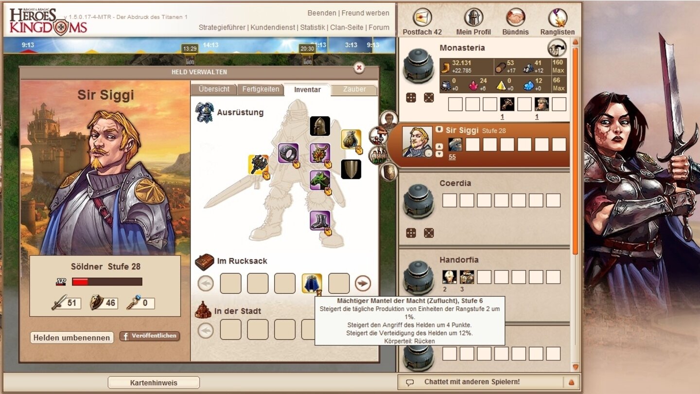 Might & Magic Heroes KingdomsHelden lassen sich sehr stark spezialisieren. Artefakte verbessern unter anderem Kampfwerte, Rohstoffausbeute oder Rekrutierungsraten.