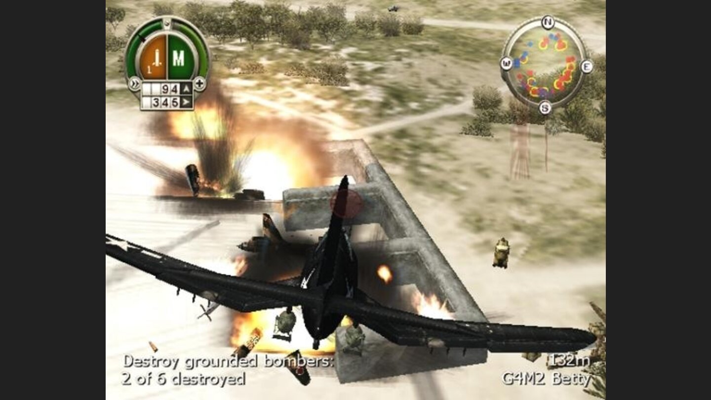 Corsair (F4U-1D) attacking grounded planes on Taroa