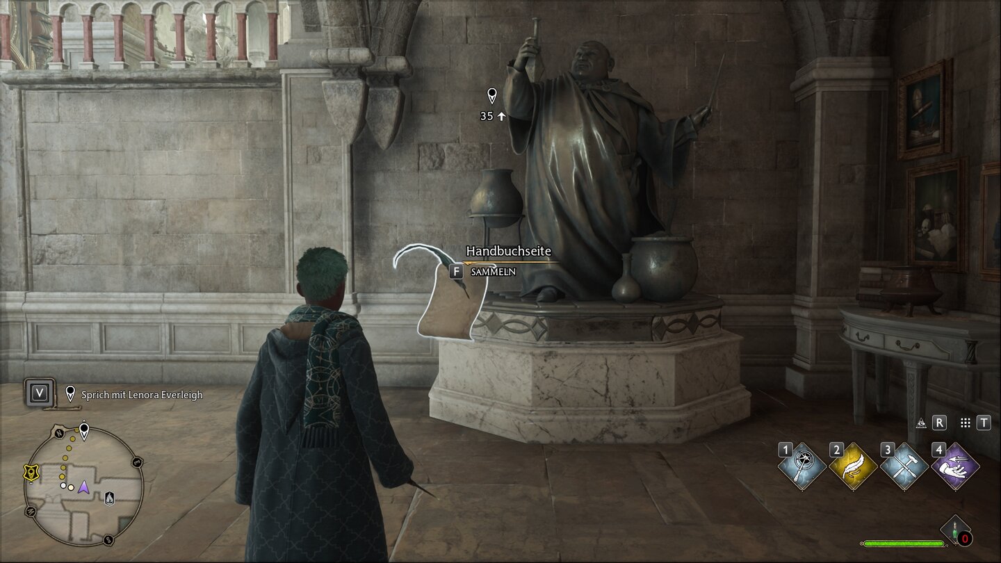 Hogwarts Legacy Revelio-Handbuchseiten Bibliotheksanbau 04 - Statue von Gregor der Kriecher