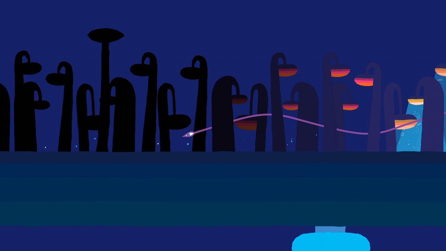 HohokumIn einer anderen Welt fliegen wir an den schattenhaften Umrissen von Laternen vorbei.