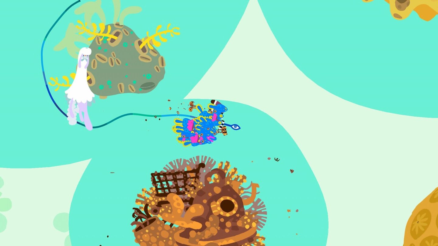 HohokumIn Hohokum können wir mit der Welt um uns herum interagieren. So folgt uns in einer Welt zum Beispiel ein Schwarm Fische...