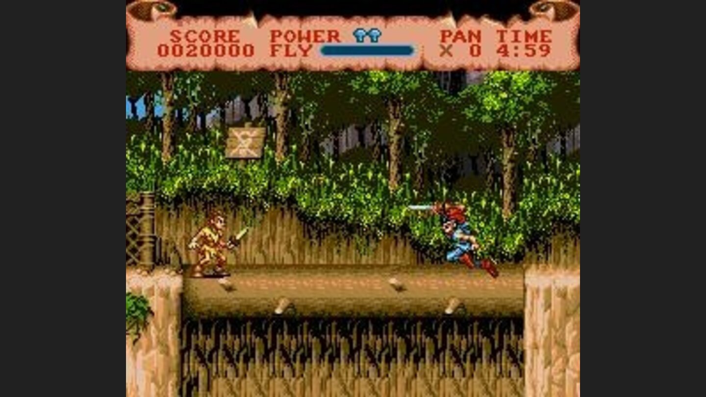 Peter Pan faces Rufio, trying to recover the leadership of the lost boys.