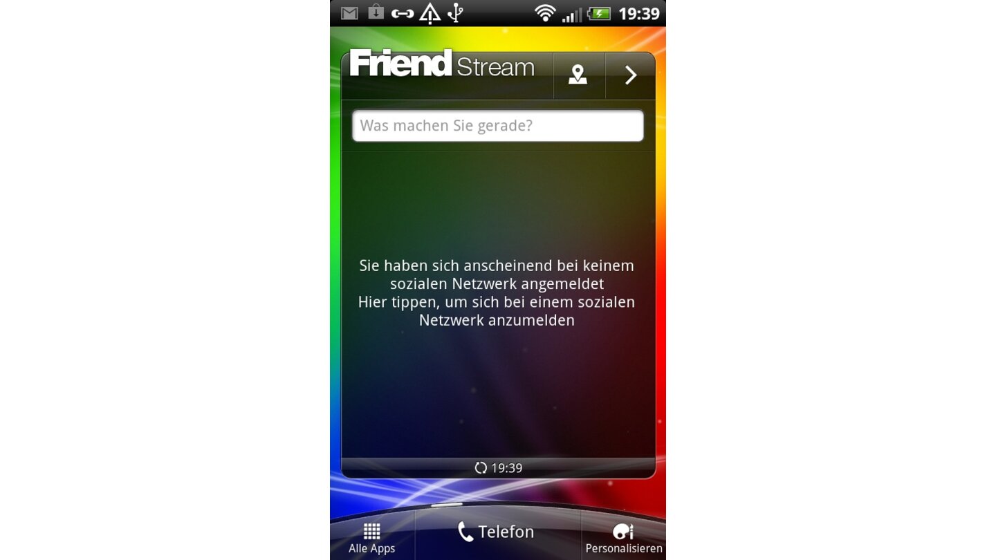 Der Friend-Stream informiert Sie über Aktualisierungen Ihrer Freunde aus verschiedenen sozialen Netzwerken.