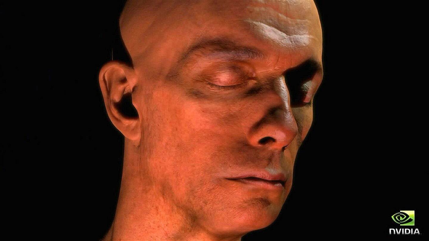 Human Head: Mit der Vorstellung der GeForce 8800 Ultra veröffentlichte Nvidia auch die Human Head-Demo, die aufgrund der realistischen Darstellung eines Männerkopfes für einiges Aufsehen sorgte.