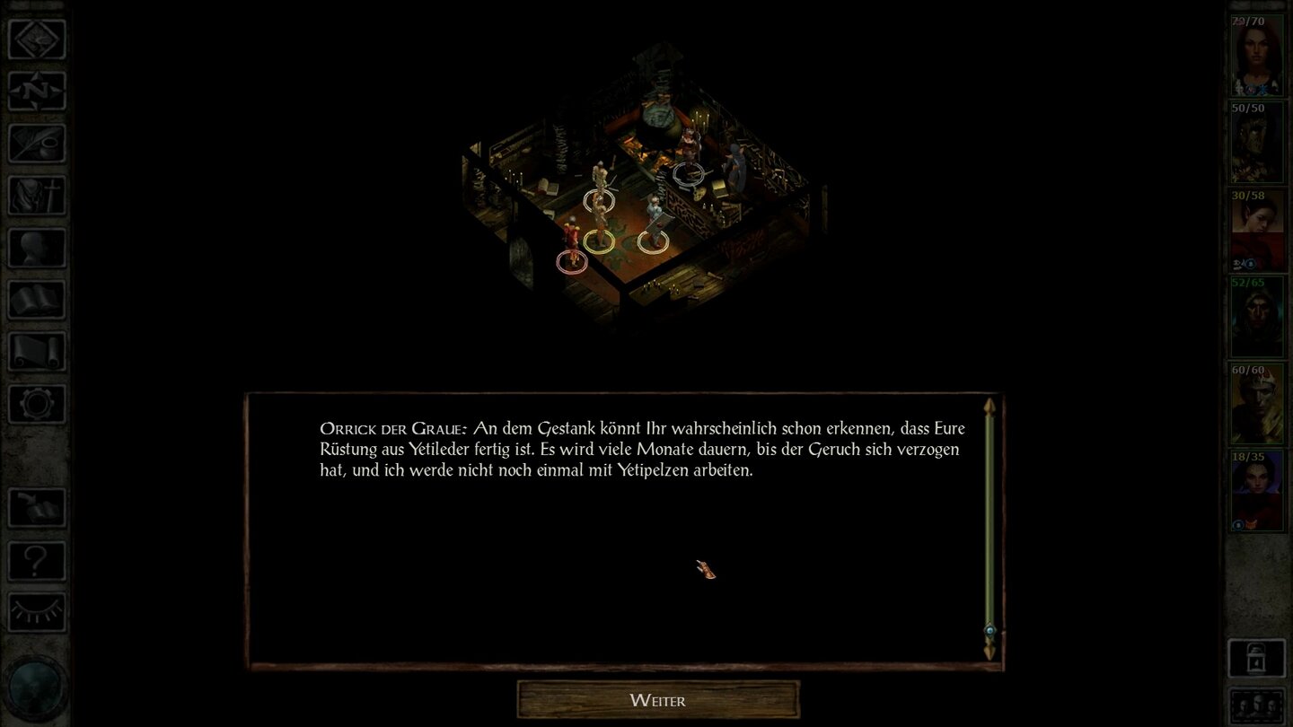 Icewind Dale: Enhanced EditionDie »Item Upgrade«-Mod ist nun offizieller Bestandteil des Spiels und lässt uns etwa Yetipelze zu einer Lederrüstung verarbeiten.