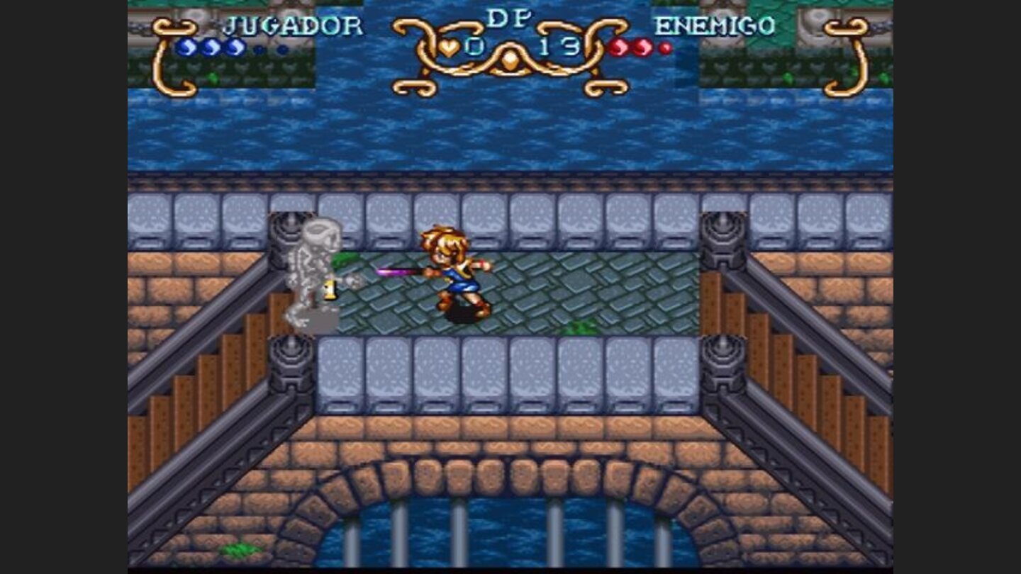 Fighting skeletons on the bridge