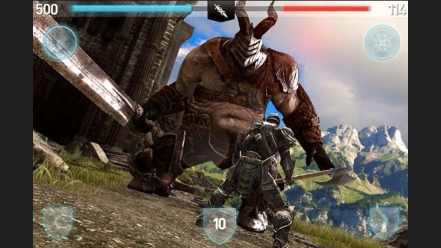 Infinity Blade II Der erste Teil von Epics neu erschaffenem Genre Touch´n´Slay war eine tolle Grafikdemo mit wenig Spieltiefe und begrenztem Umfang. Der zweite Teil - gerade erst auf den Markt gekommen - zeigt sich um (fast) alle Kritikpunkte des Vorgängertitels erleichtert. Statt mit Fantasy-Gebrabbel wird die Story nun in englischer Sprache erzählt – und diesmal gibt es auch eine richtige Geschichte. Der grundsätzliche Ablauf bleibt gleich. Der Charakter bewegt sich auf vorgegebenen Pfaden, der Spieler greift nur in den gnadenlosen Kämpfen gegen allerlei übergroße Bestien direkt ein. Das Kampfsystem wurde verfeinert und um eine Waffenklasse erweitert. Man erkundet nach und nach ein gewaltiges Schloss. Erst nach mehreren Durchgängen nebst harten Endbossgefechten eröffnen sich neue Wege. Dazu gelernt hat man auch bei dem Problem Bildschirmtod: Im ersten Teil begann einfach eine neue Blutlinie, die wenig logisch schien – in Infinity Blade II gibt es dagegen einen kurzen Zwischenfilm, der mit jedem Tod weiter fortgesetzt wird und ein düsteres Geheimnis andeutet. Das Spiel ist technisch eine Klasse für sich und mit den sinnvollen Erweiterungen auch deutlich gehaltvoller.Unsere Wertung: 92% - +raquo; Test zu Infinity Blade II lesen