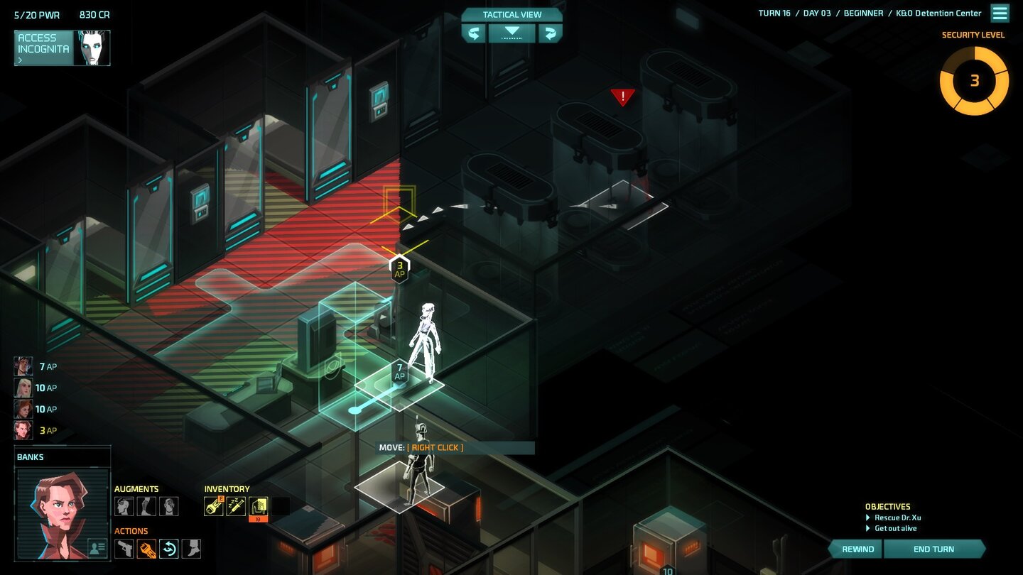 Invisible, Inc.… und macht sich um die Ecke aus dem Staub.