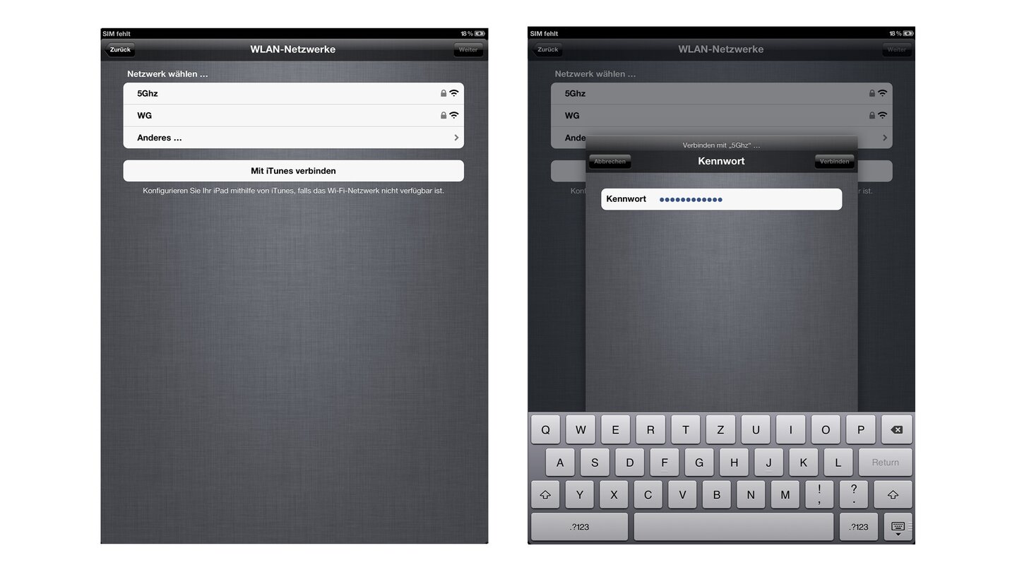Das Tablet lässt sich per WLAN oder iTunes aktivieren.