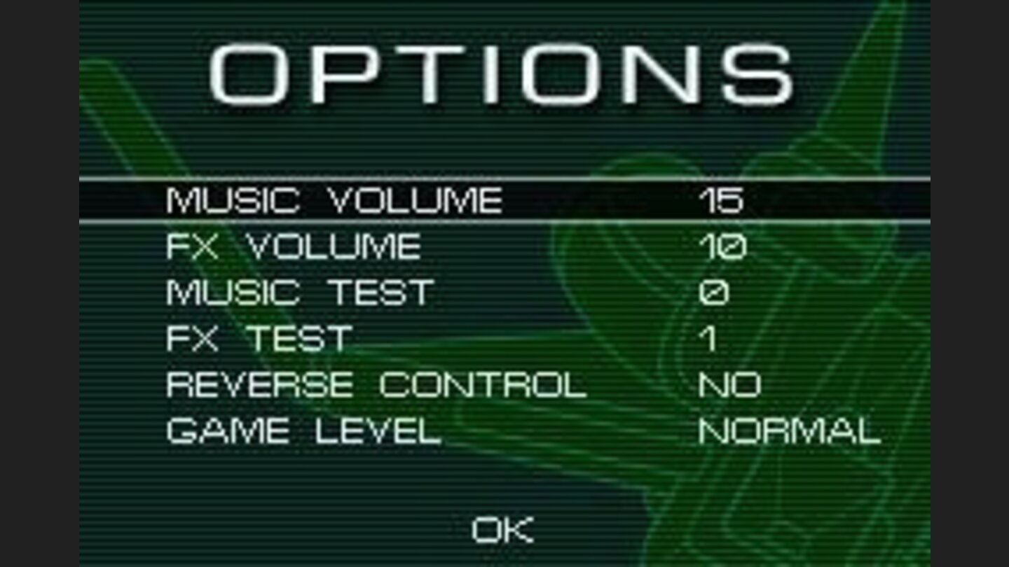 Options screen