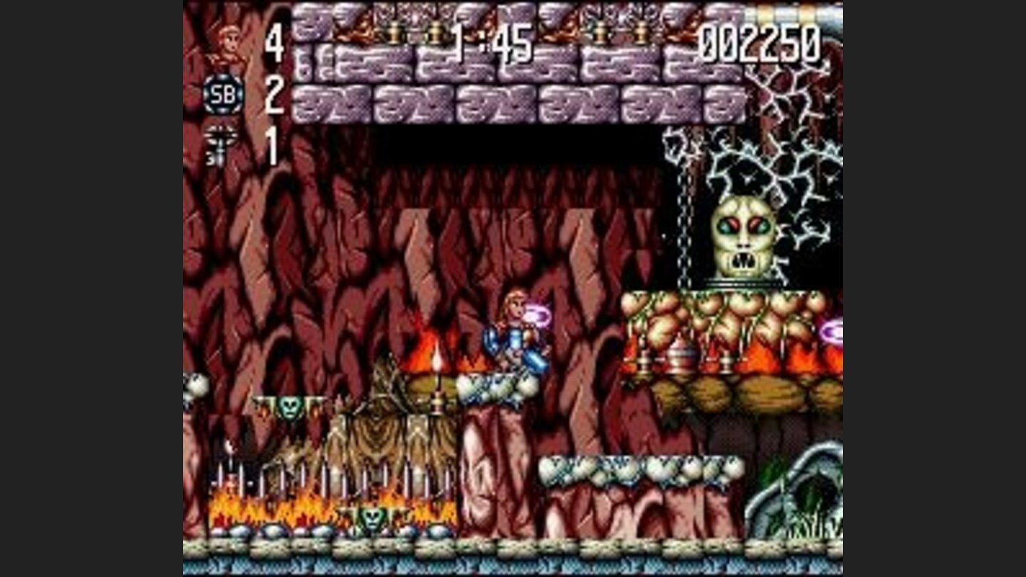 Jim fights his way past a big head