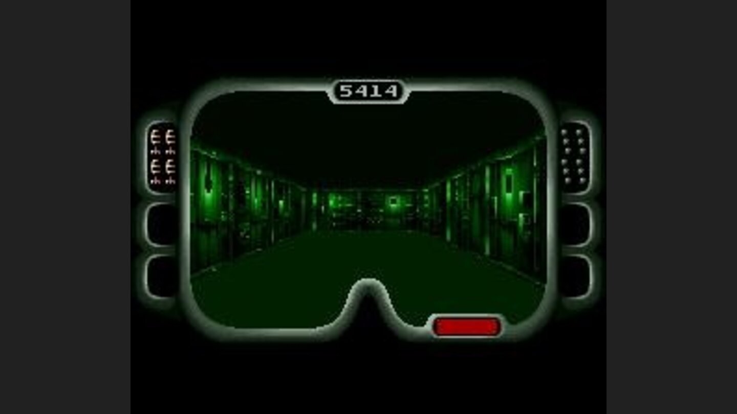 The green illumination is caused by the use of the night vision goggles, necessary in dark areas.