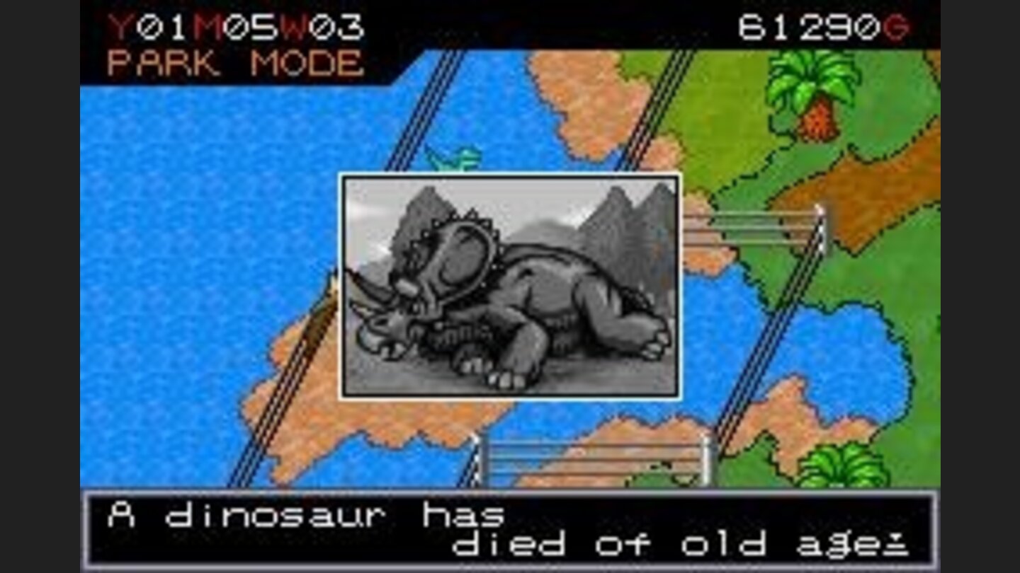 Oh, no! Your dinosaur died! Expect to see your dinosaurs dying from various causes throughout the game