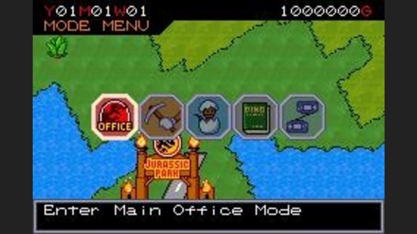 One of the main menus you will be using allows you to set your park options, send excavation teams, and handle lab work