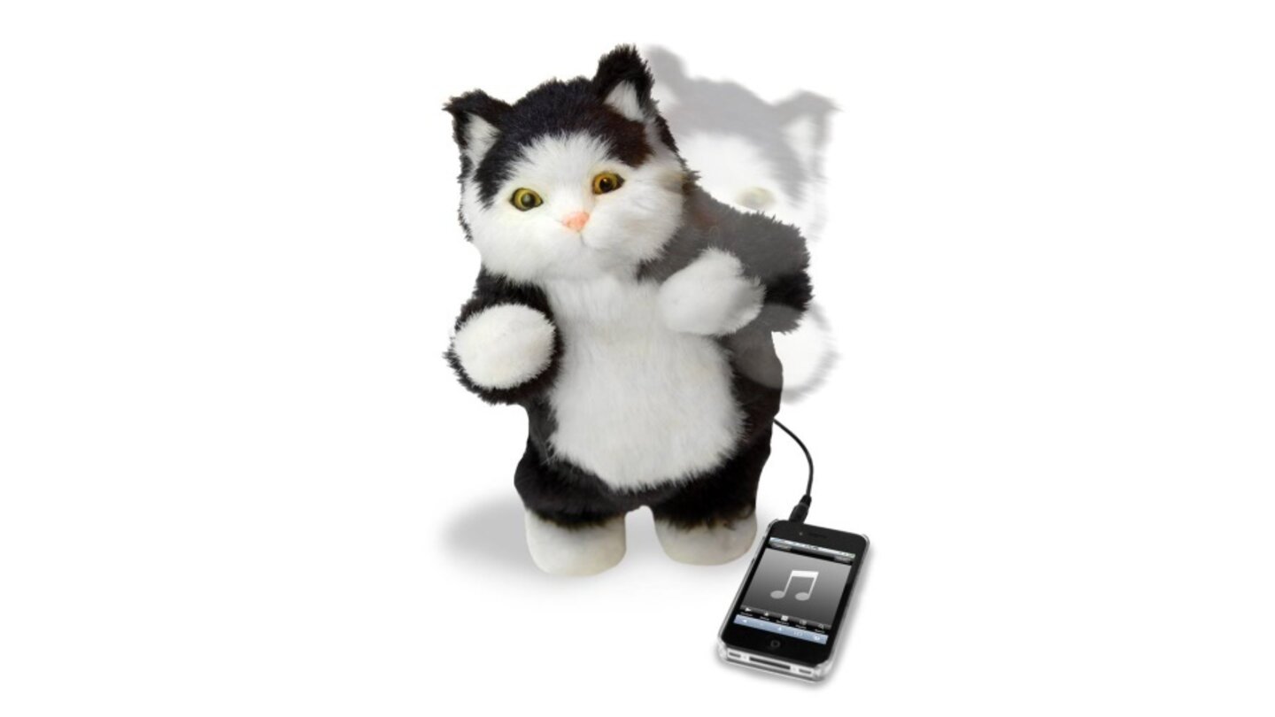 Eigentlich handelt es sich bei diesem Ding nur um einen Lautsprecher, allerdings in Form einer Katze, die auch noch zur abgespielten Musik tanzt. Gibt's auch als Hund.
