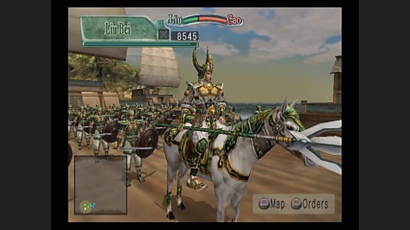 Extraordinary helmet, matching weapon. Kessen continues its trademark of overly-stylistic armor.