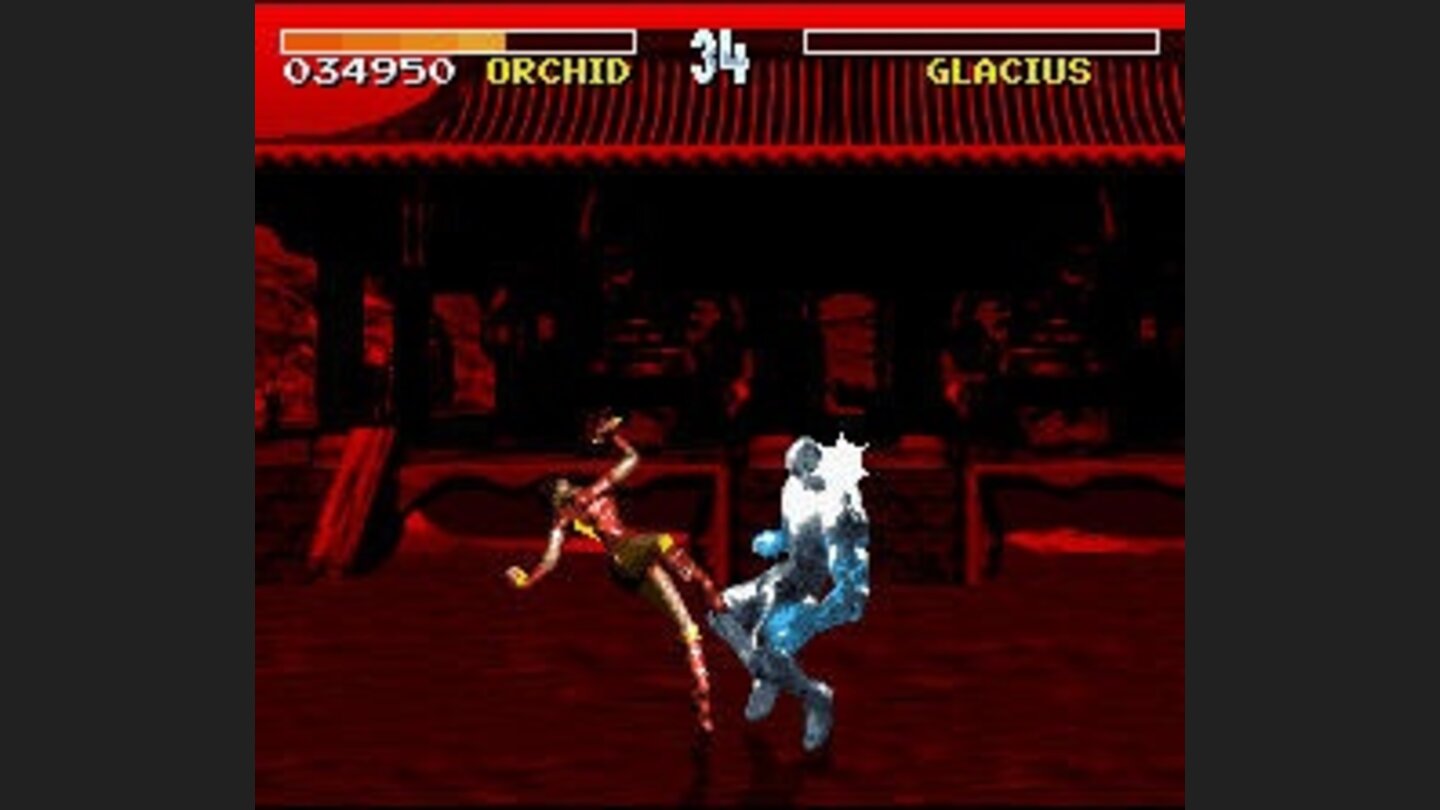 Orchid finishes off Glacius with a reverse kick