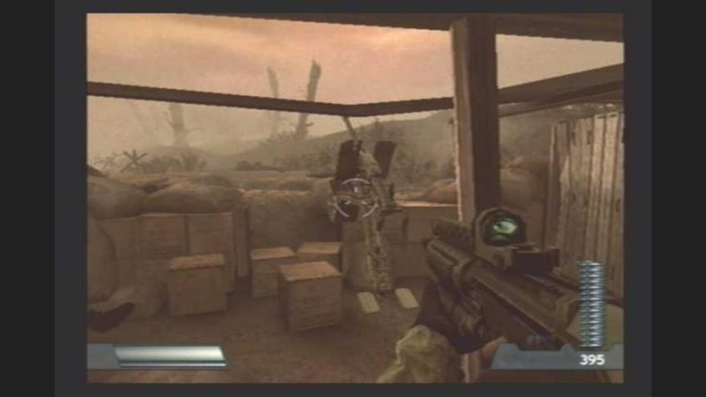 You can use stationary weapons, such as this machine gun