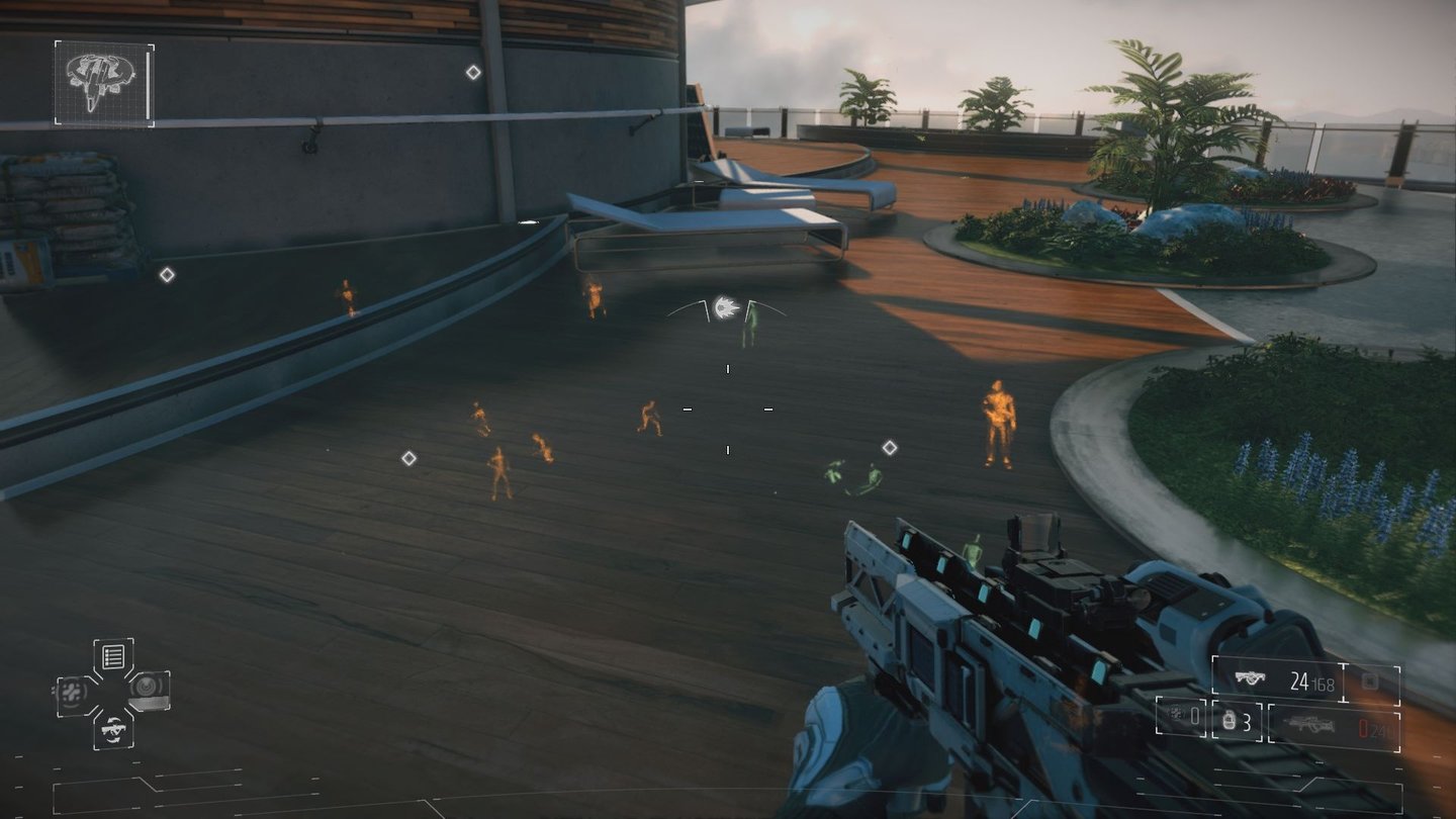 Killzone: Shadow Fall - Eigene ScreenshotsMit dem Sonarping sehen wir feindliche und befreundete Einheiten auch durch Wände hindurch.
