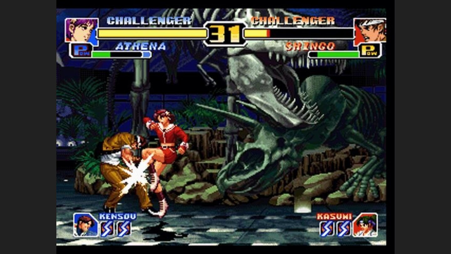 Shingos not feeling too good after a swift kick from Athena