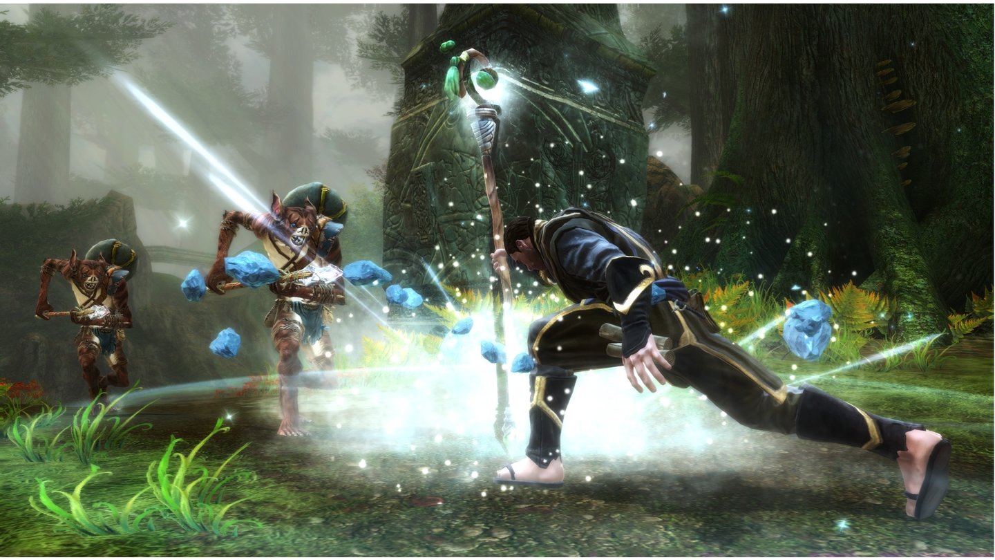 Kingdoms of Amalur: The ReckoningNeben Nahkämpfern dürfen die Spieler auch als Magier in die Schlacht ziehen.