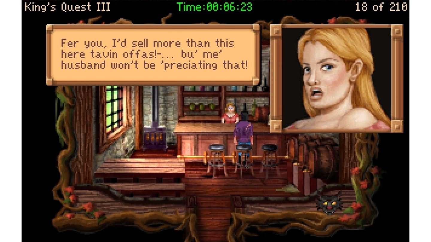 King's Quest 3 ReduxSprachausgabe: Alle Texte im Spiel sind vollständig vertont, sogar die Beschreibungen. Die englischen Sprecher machen einen ordentlichen bis hervorragenden Job.