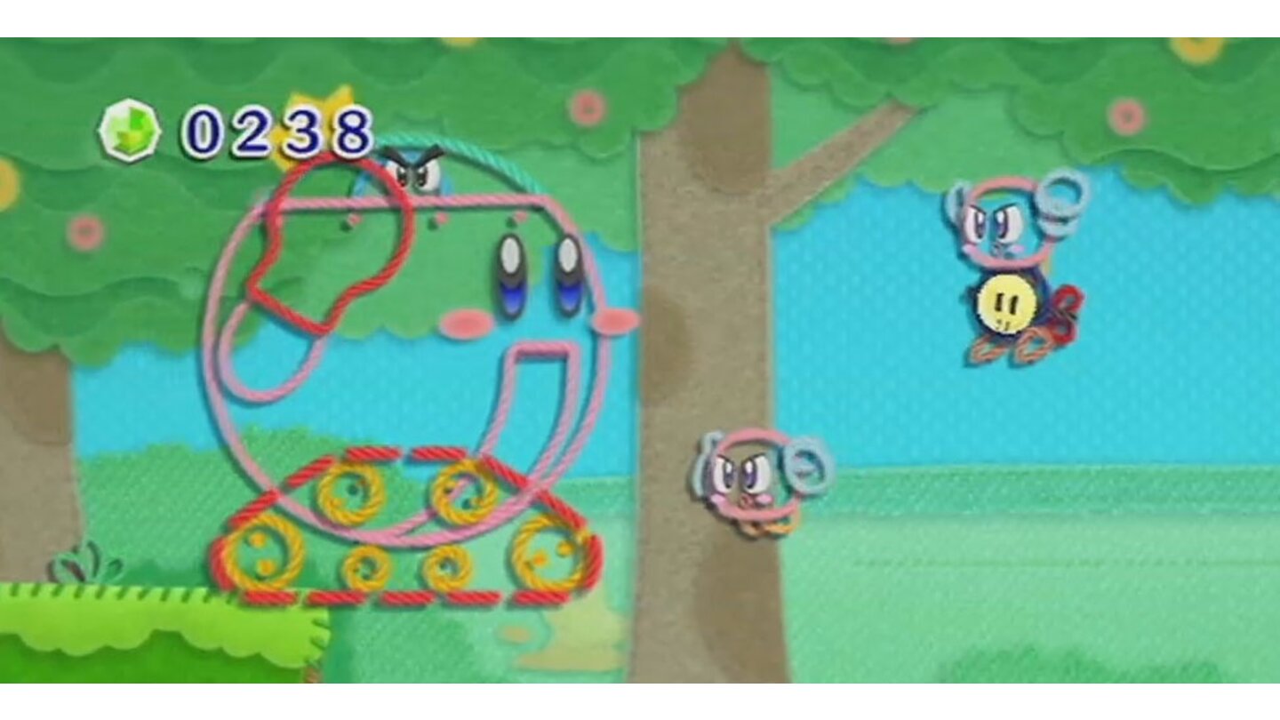 Kirby: Epic YarnDas Wii-Jump'n'Run Kirby: Epic Yarn besticht durch einen höchst charmanten Grafikstil und ungewöhnliche Designideen. Die Levelarchitektur lässt sich zum Beispiel durch das Öffnen von Reißverschlüssen verändern. (Nur für Wii)