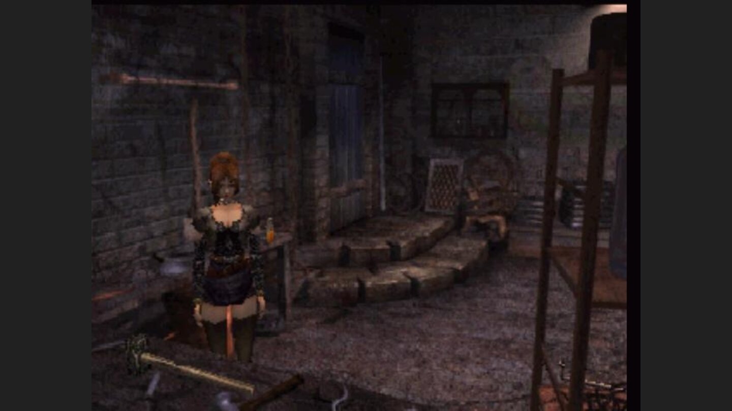 Koudelka finds a hammer. Quite a weapon, especially when it is a vital one: it heals the same amount of HP it takes from the opponent