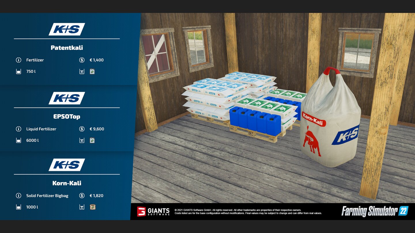 Landwirtschafts Simulator 22
K+S Patentkali, EPSOTop und Korn-Kali