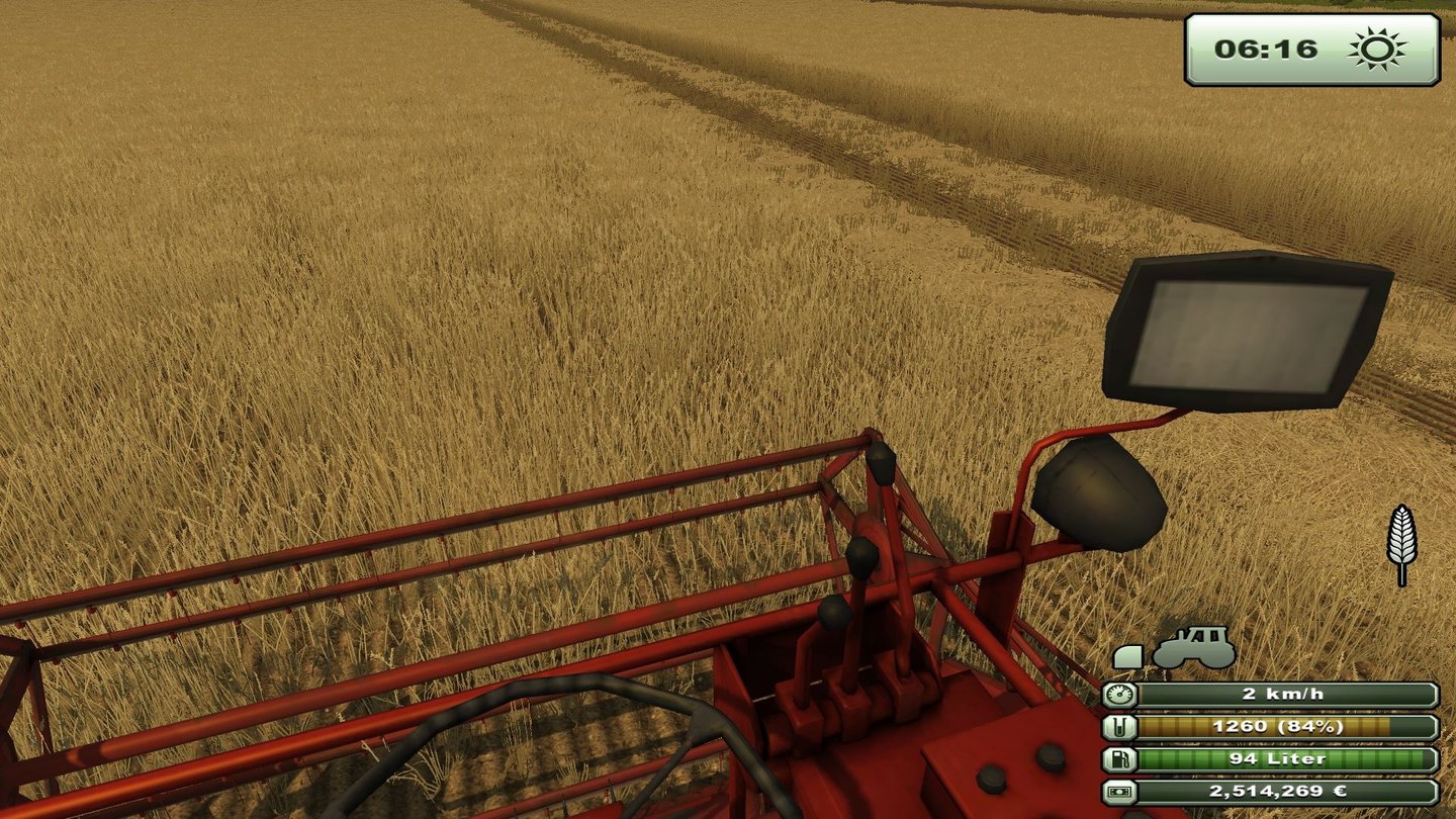 Landwirtschafts-Simulator 2013Jedes Fahrzeug kann auch aus der Cockpit-Sicht gesteuert werden.