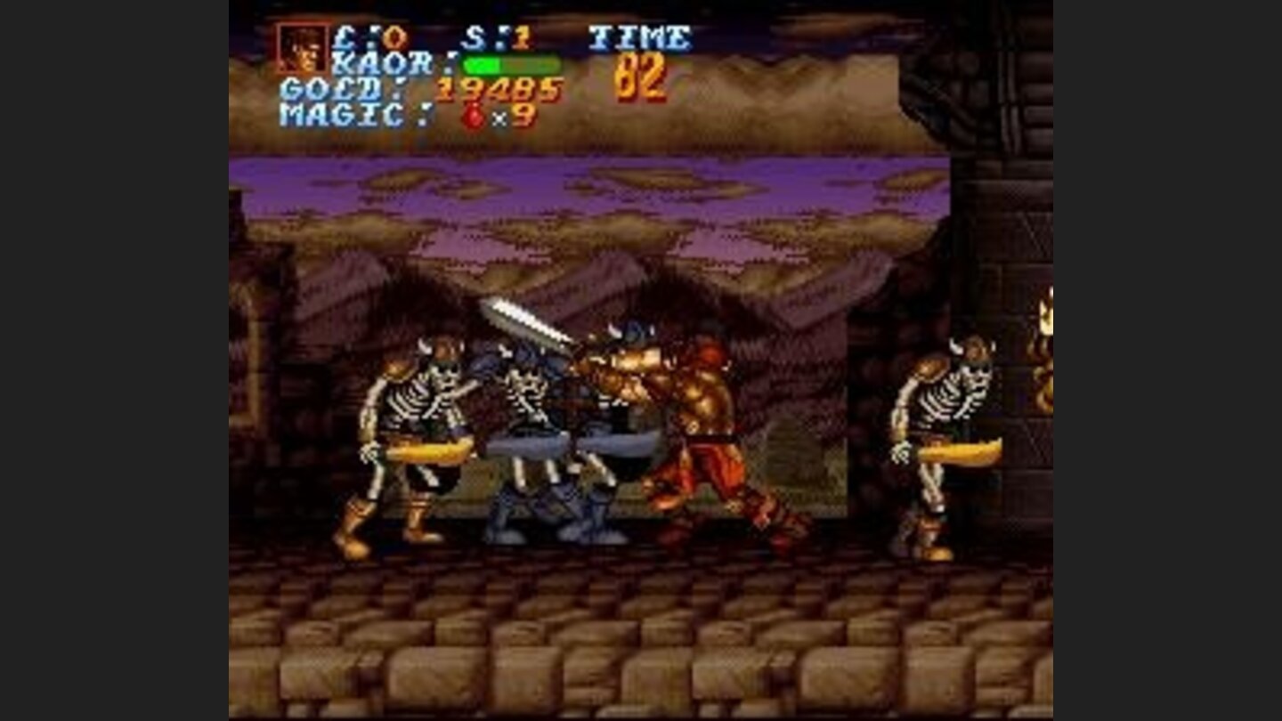 Fighting a group of skeletons