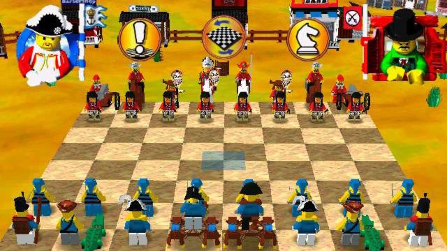 1998 – Lego Chess Das von Krisalis Software entwickelte Schachspiel bietet neben der klassischen 2D-Draufsicht auch eine dreidimensionale Ansicht des Schachbretts. Wird eine Figur geschlagen zeigt das Spiel eine kurze individuelle Animation in Form eines Videos, die je nach gewählten Figuren-Set anders aussieht. Zur Wahl steht neben den vordefinierten Western- und Piraten-Sets auch ein induviduelles, welches der Spieler selbst zusammenstellen kann.