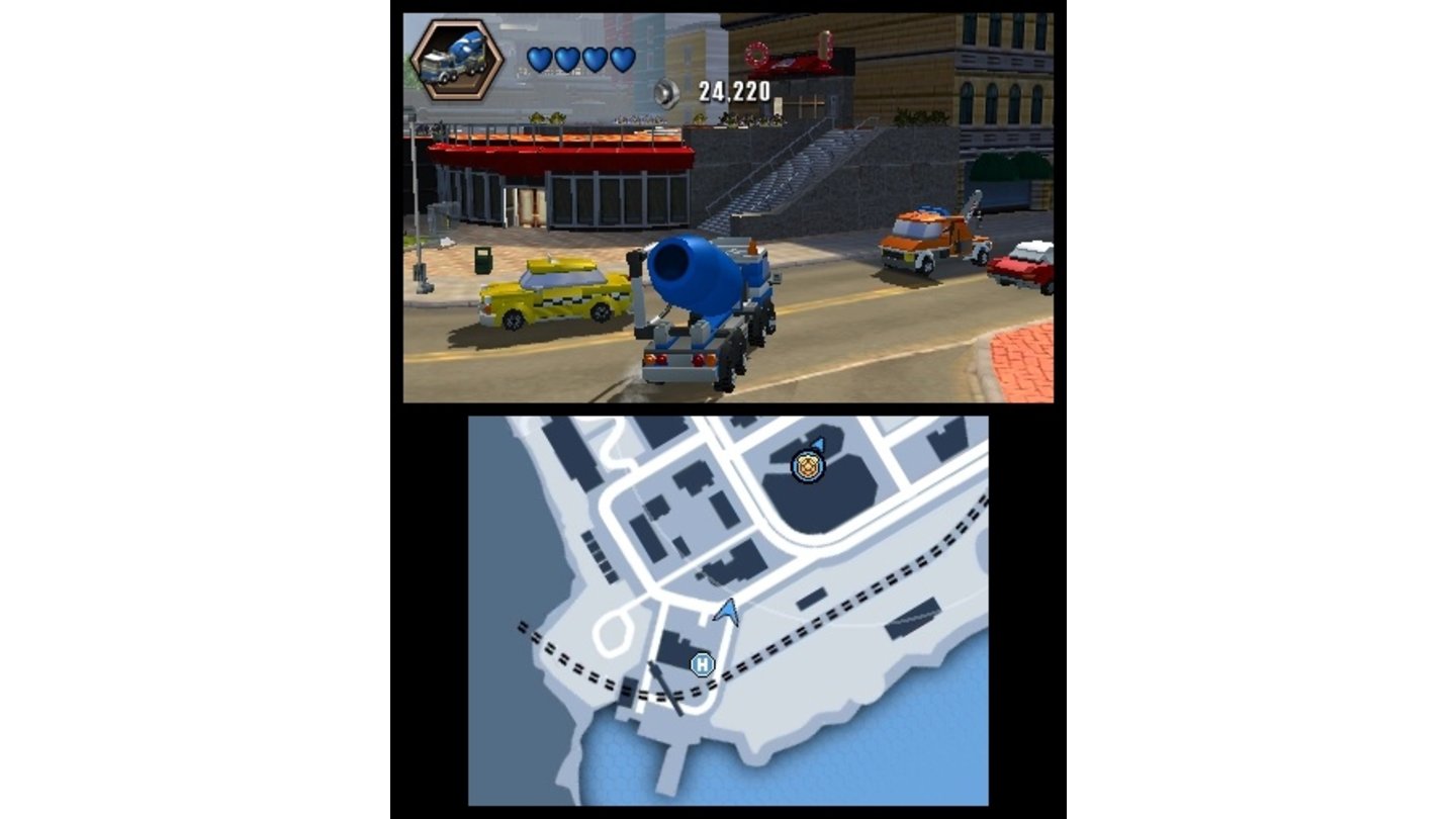 Lego City Undercover: The Chase BeginsDer Betonmischer gehört zu den größten Fahrzeugen im Spiel und dementsprechend etwas umständlich zu manövrieren.