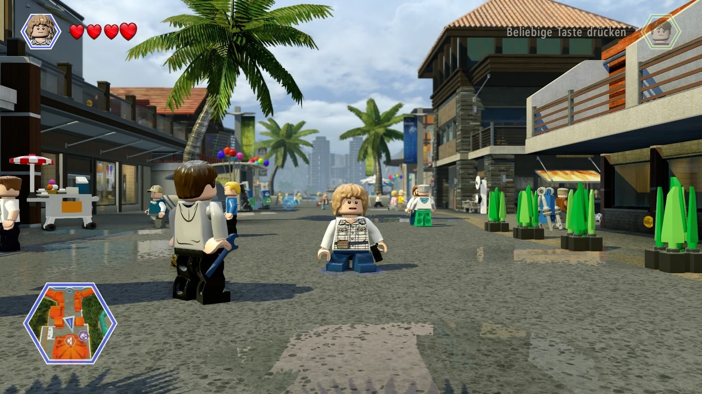 Lego Jurassic WorldDank herumlaufender Besucher und charmanter Details wirkt die offene Spielwelt stimmig, groß ist sie allerdings nicht.