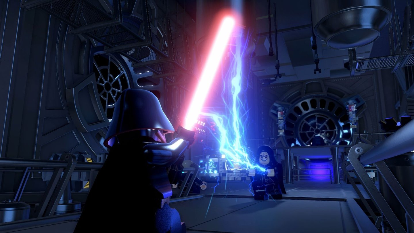 Lego Star Wars: Das Erwachen der MachtRichtig gesehen: Auch der legendäre Kampf gegen den Imperator ist Teil des Spiels – und zwar in Form eines optionalen, freischaltbaren Nebenauftrags mit Retro-Stimmung.