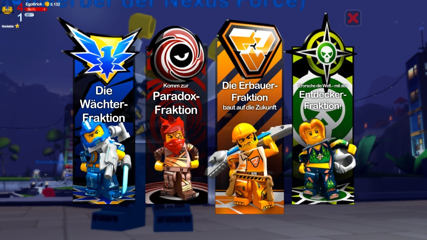 Lego UniverseAus diesen vier Fraktionen müssen Sie eine auswählen. Innerhalb der Fraktionen haben Sie noch die Wahl zwischen zwei Klassen.