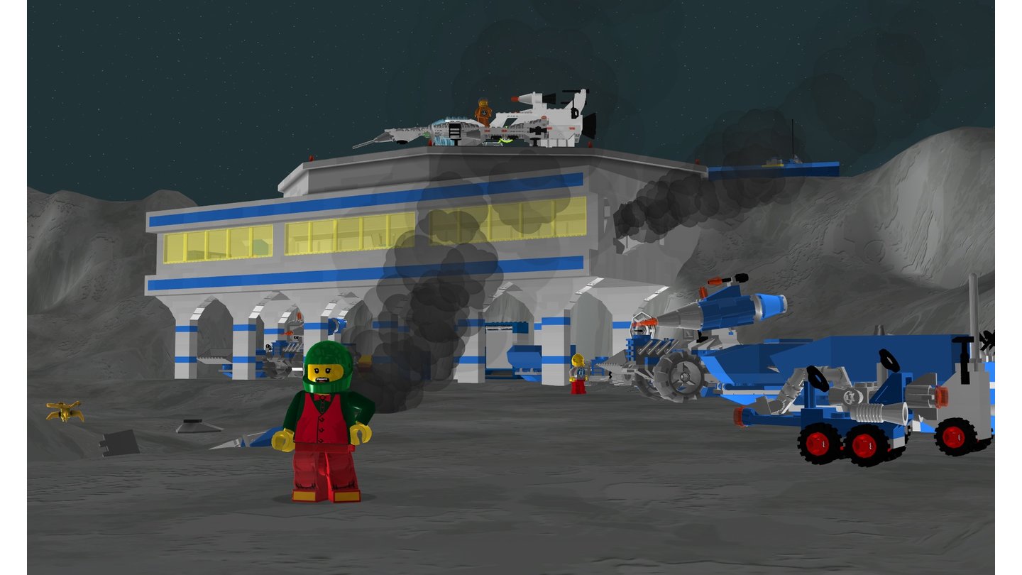 Lego UniverseScreenshots zu den Weltbauliga-Zonen Eistiefe, Mondbasis und Porta-Bello.