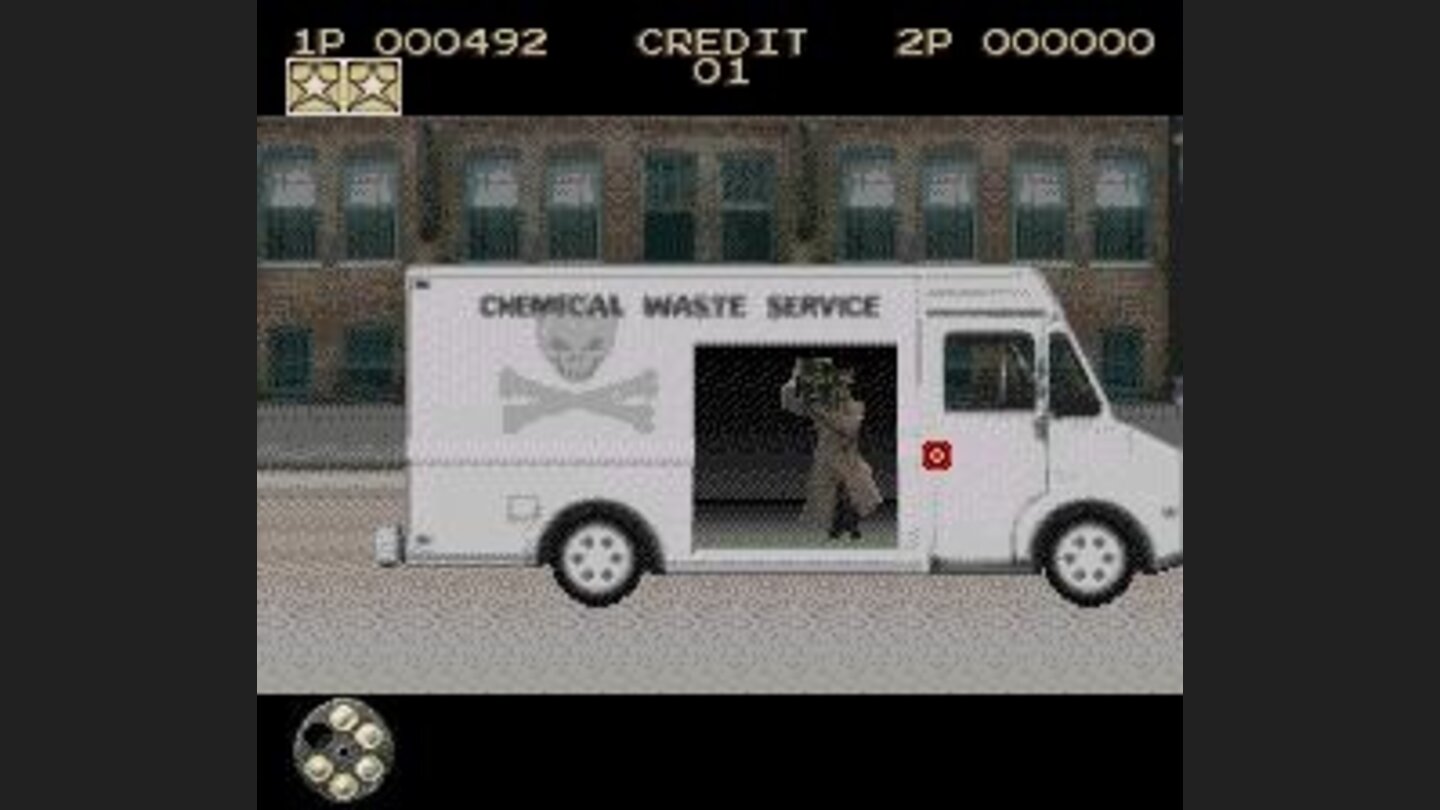the level 1 boss throws chemical waste your way. shoot them
