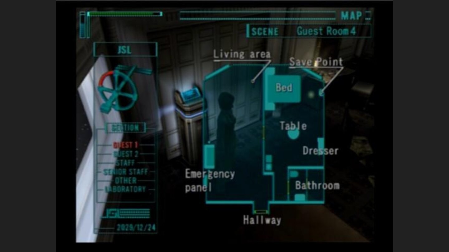 During her exploration, you can look at the map while game will still run in the background without pausing