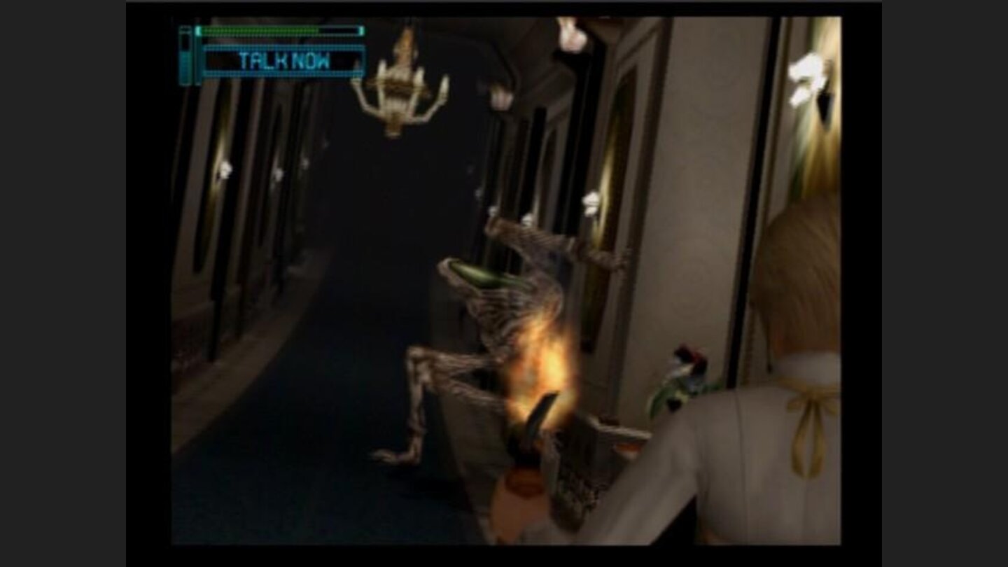 Looks like this spider creature is weak only to fire, and to throw this molotov cocktail into his mouth requires good timing