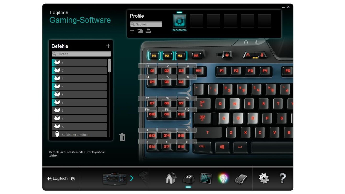 Mit dem übersichtlich gestalteten Treiber können wir die Makro-Tasten schnell und umfangreich konfigurieren und die Einstellungen dann als Profil abspeichern.
