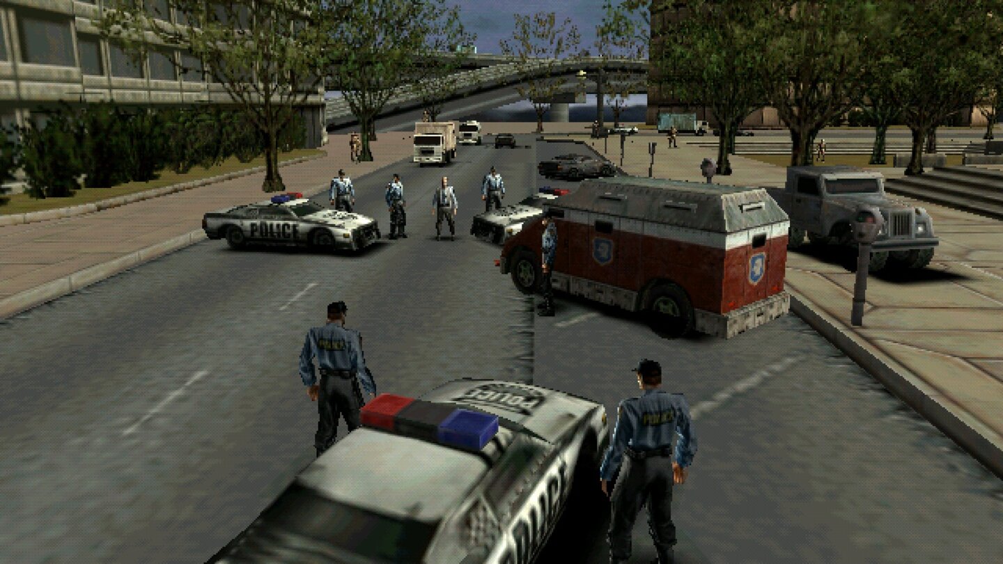 Loose CannonDie Polizei hilft gelegentlich mit Straßensperren aus.