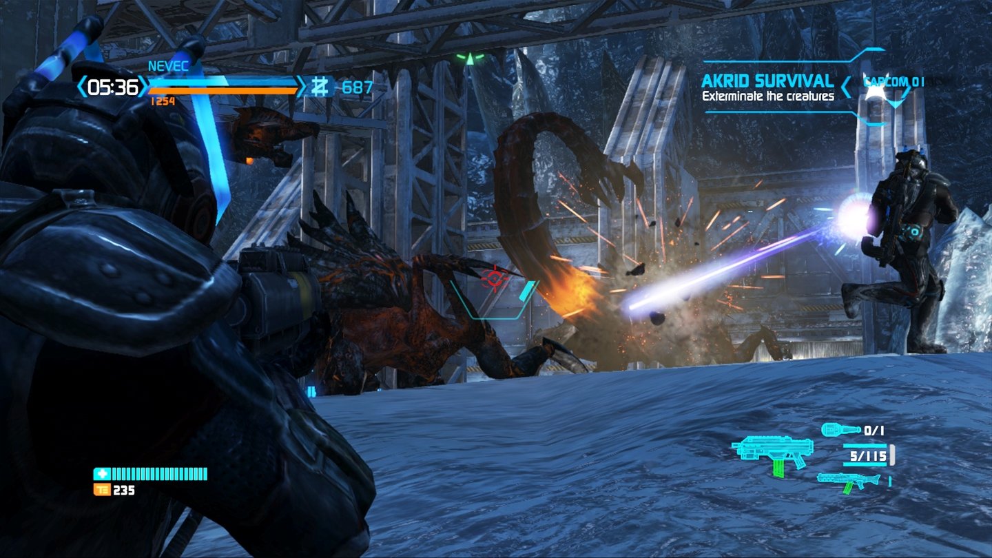 Lost Planet 3 - Multiplayer-ModusIm Multiplayer von Lost Planet 3 kämpft ihr unter anderem gegen wellenartig angreifende Akridenhorden.