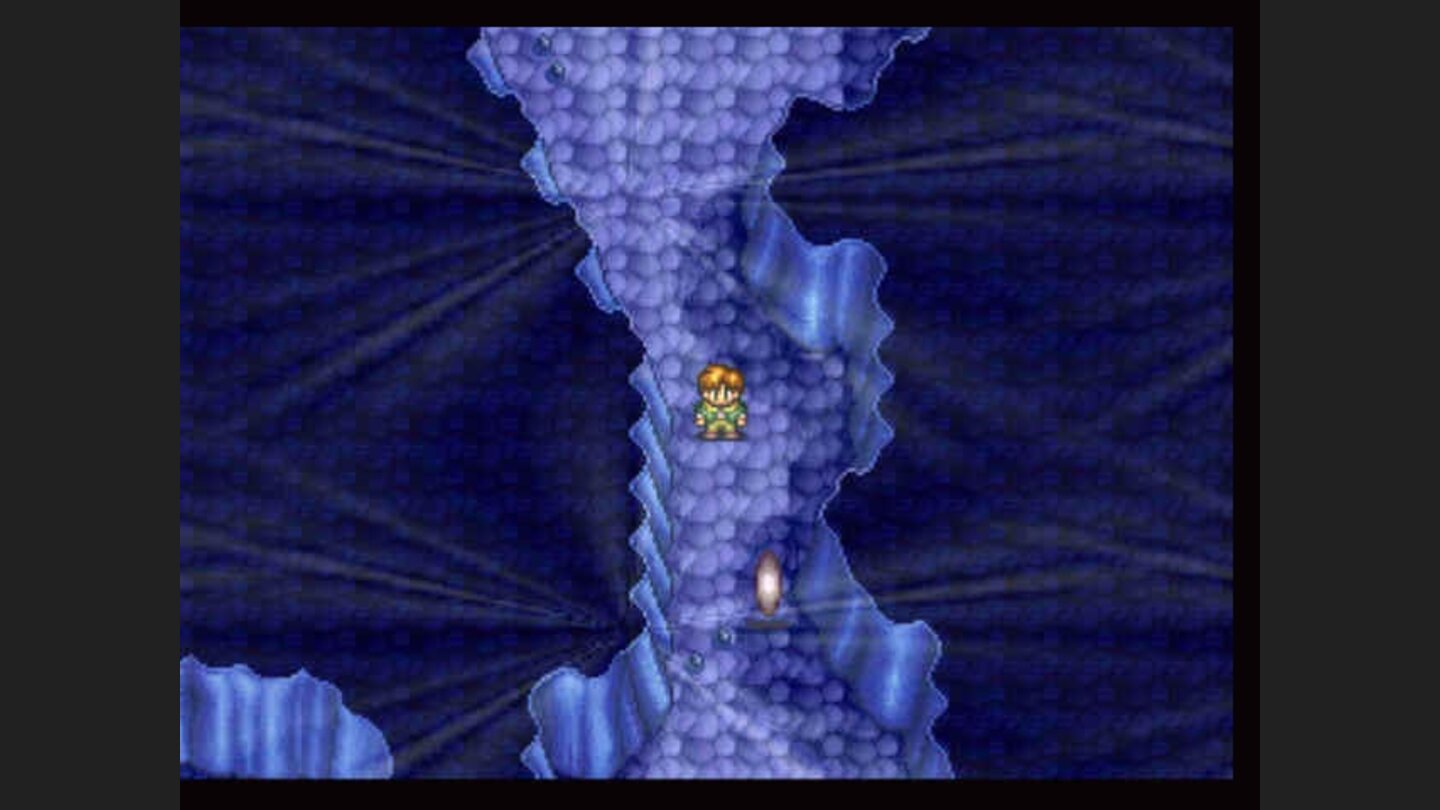 In a dungeon. The bouncing white thing is an enemy; they are not random, as you can see