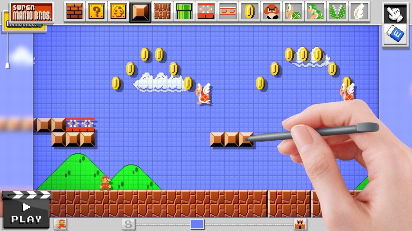 Super Mario MakerPer Stylus platzieren wir Figuren und Grafikelemente und basteln auf diese Weise unsere eigenen Mario-Levels.