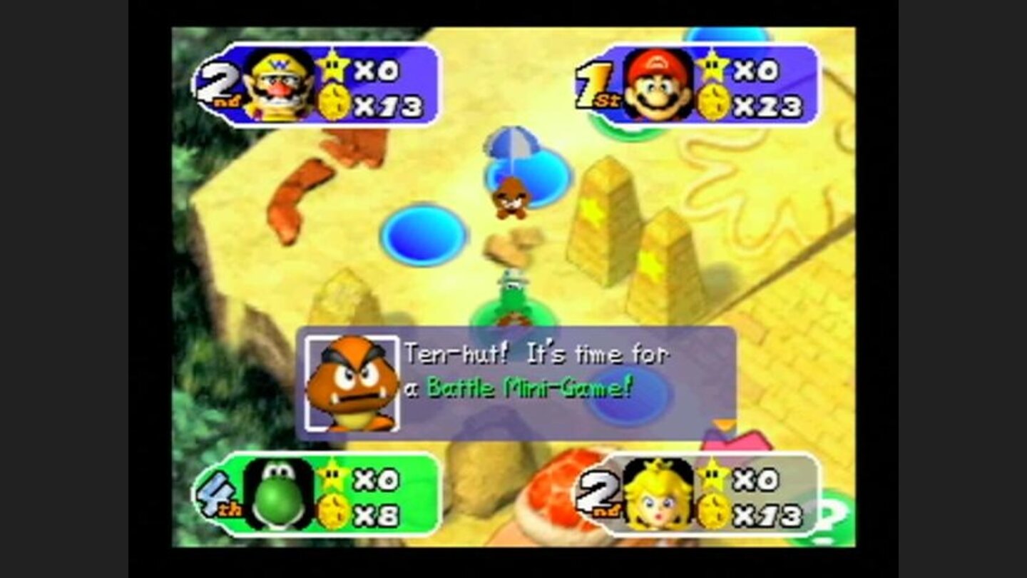 Uh oh, Yoshi triggered a battle mini game