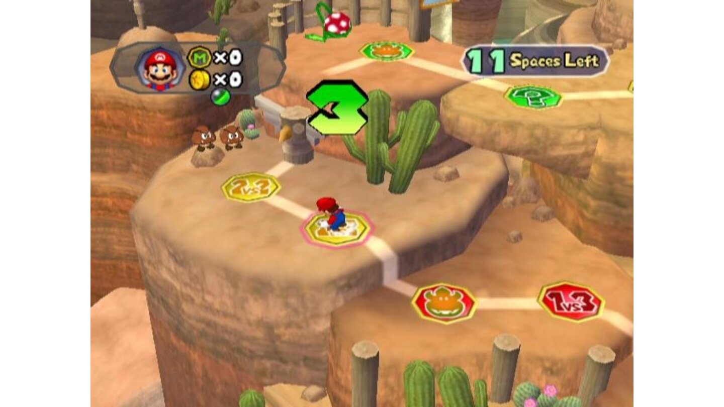 Mario runs along the path...