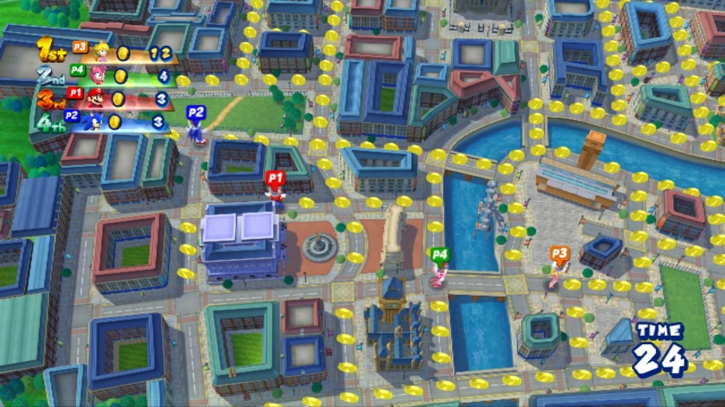 Mario & Sonic bei den Olympischen Spielen 2012In einem der Minispiele sammeln wir in guter alter Pac-Man-Manier Münzen.